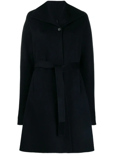 Shop Aspesi Textured Belted Coat In Blue