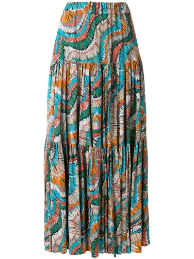 Shop La Doublej Fiammiferi Print Tiered Skirt In Multicolour