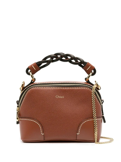Shop Chloé Mini Daria Tote Bag In Brown