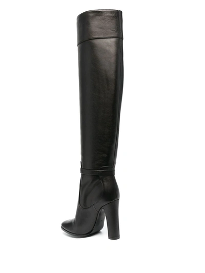 Shop Dolce & Gabbana Dg Buckle Knee-high Boots In Black