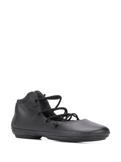 Camper Nina Lace-up Ballerina Flats In Black