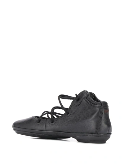 Camper Nina Lace-up Ballerina Flats In Black