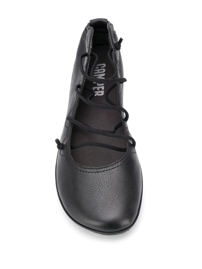 Camper Nina Lace-up Ballerina Flats In Black