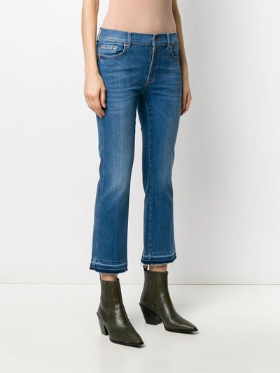 Shop 7 For All Mankind Mid Rise Cropped Jeans In Blue