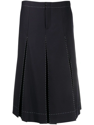 Shop Maison Margiela Pleated Mid-length Skirt In Blue