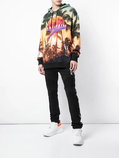 Shop Balmain Palm Tree Print Hoodie In Multicolour