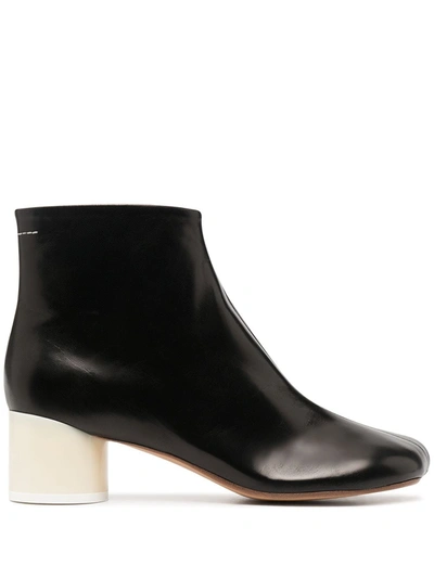 Shop Mm6 Maison Margiela Cylindrical-heel Ankle Boots In Black