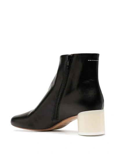 Shop Mm6 Maison Margiela Cylindrical-heel Ankle Boots In Black