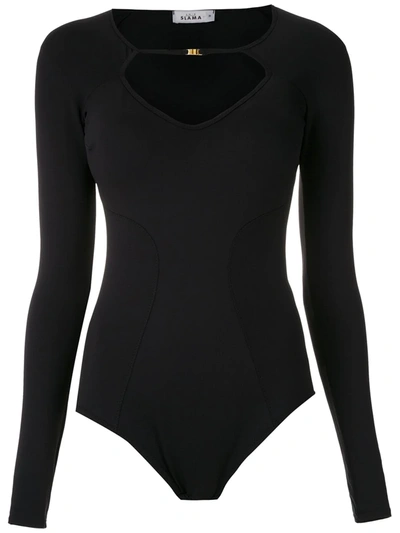 Shop Amir Slama Long-sleeved Bodysuit In Black