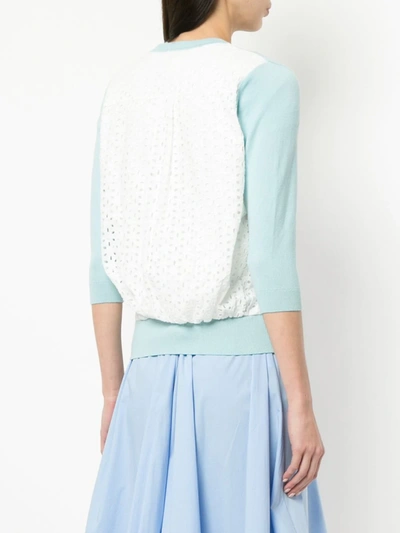Shop Onefifteen Broderie Anglaise Panel Cardigan In Blue