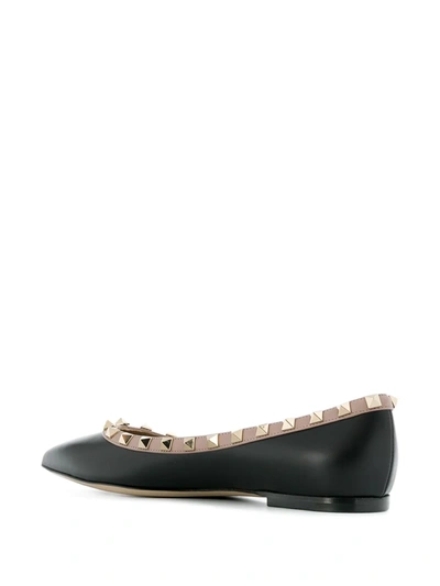 Valentino Rockstud Patent Leather Ballet Flats In Black