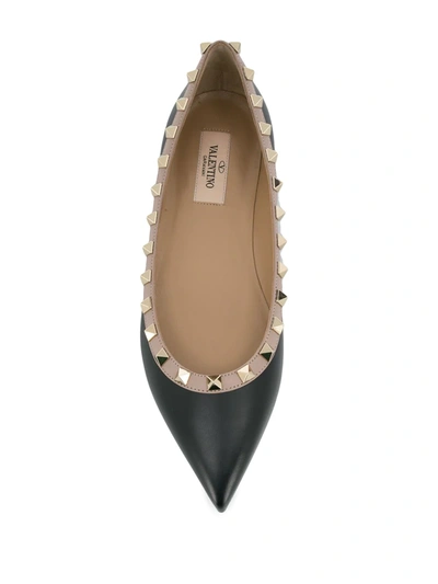 Valentino Rockstud Patent Leather Ballet Flats In Black