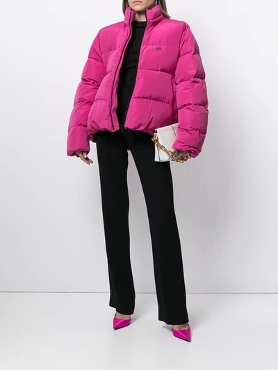 Shop Balenciaga C-shape Puffer Jacket In Purple