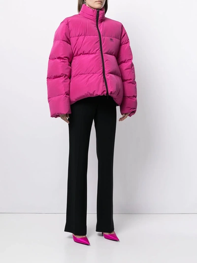 Shop Balenciaga C-shape Puffer Jacket In Purple