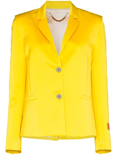 Shop Heron Preston Mikado Single-breasted Blazer In Yellow