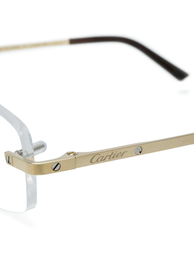 Shop Cartier Frameless Square Glasses In White