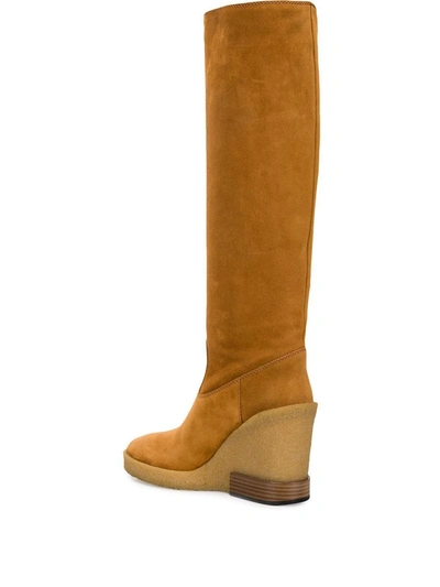 Shop Tod's Knee-length Wedge Boots In Neutrals