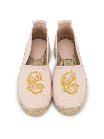 Shop Chloé Logo Embroidered Espadrilles In Pink