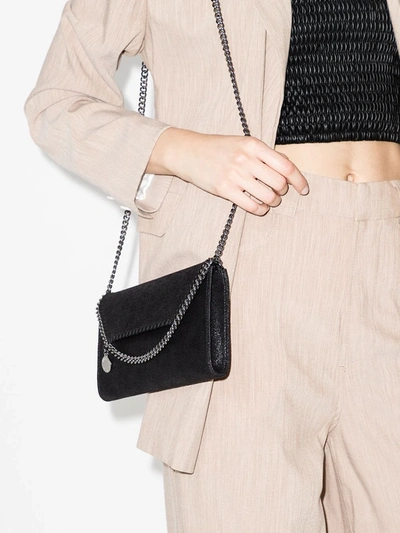 Stella Mccartney Mini Falabella Shaggy Dear Faux Leather Crossbody Bag In Black