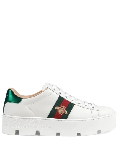 Gucci New Ace Platform Sneaker In White | ModeSens