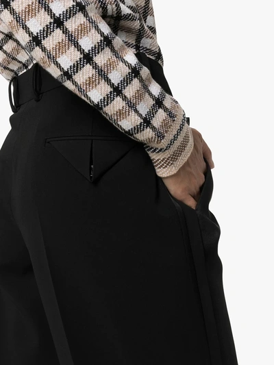 Shop Bottega Veneta Side Stripe Wide-leg Trousers In Black