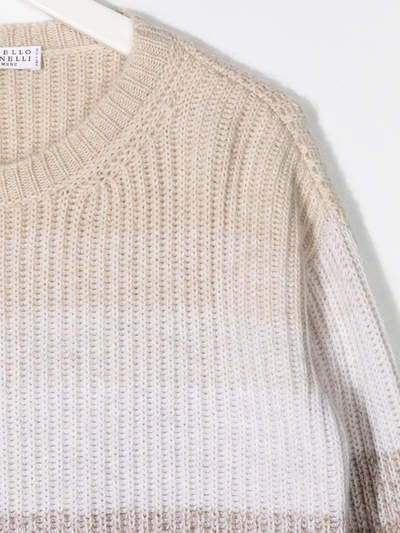 Shop Brunello Cucinelli Colour-block Cashmere Jumper In Neutrals