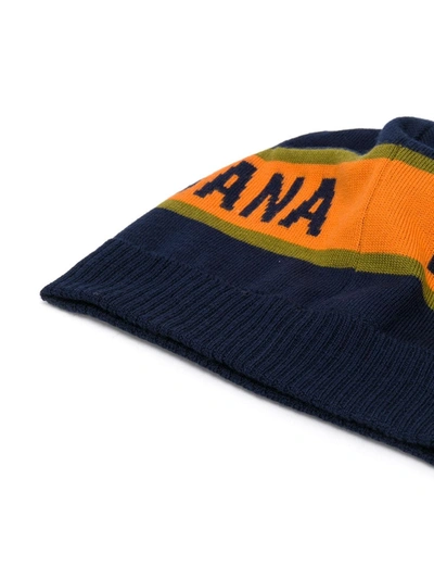 Shop Dolce & Gabbana Intarsia-logo Beanie Hat In Blue