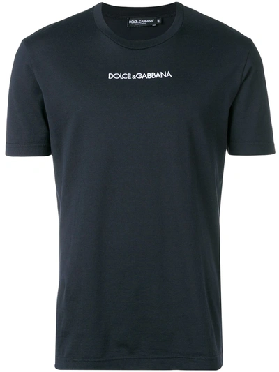 Shop Dolce & Gabbana Logo Print T-shirt In B0665 Very Dark Blue 1