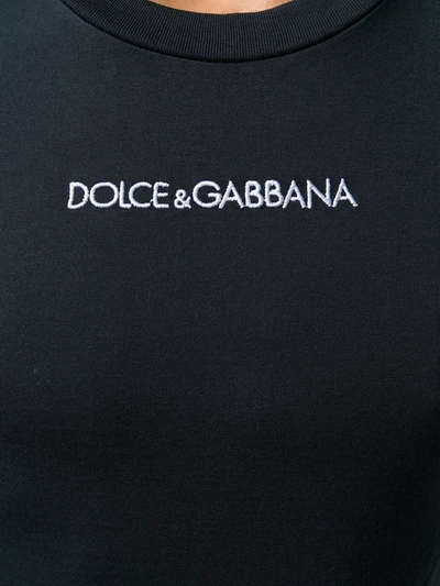 Shop Dolce & Gabbana Logo Print T-shirt In B0665 Very Dark Blue 1