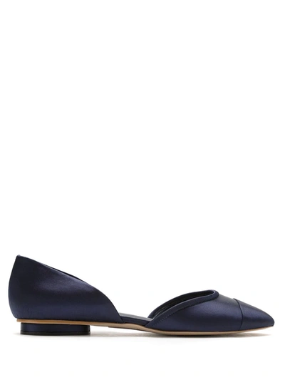 Shop Sarah Chofakian Satin Leather Ballerina Shoes In Blue