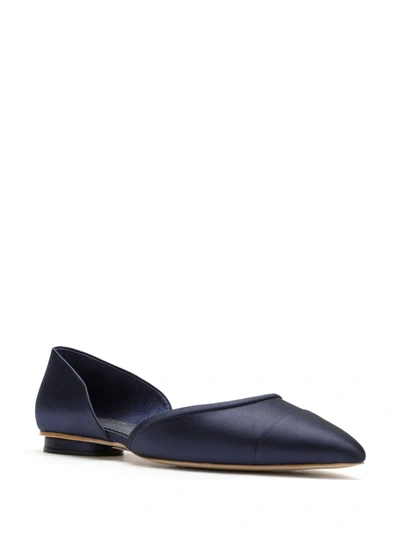 Shop Sarah Chofakian Satin Leather Ballerina Shoes In Blue