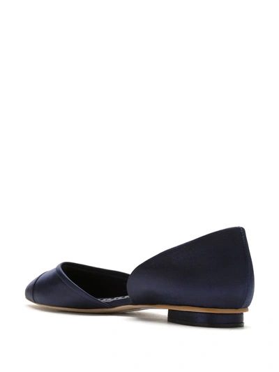 Shop Sarah Chofakian Satin Leather Ballerina Shoes In Blue