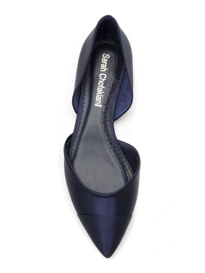 Sarah Chofakian Satin Leather Ballerina Shoes In Blue