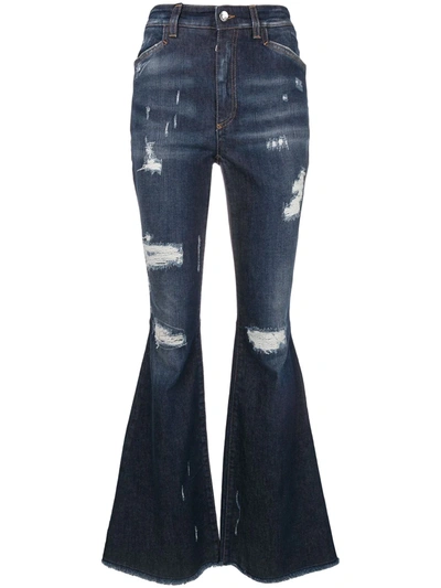 Dolce & Gabbana Ripped Detail Bootcut Jeans In Blue | ModeSens
