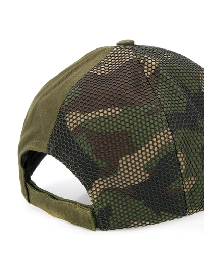 Shop Philipp Plein Camouflage Detail Baseball Cap In Green
