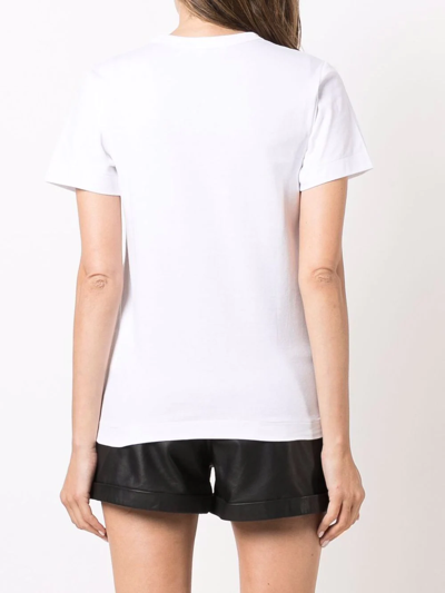 Comme Des Garçons Play Heart-embroidered Motif T-shirt In White