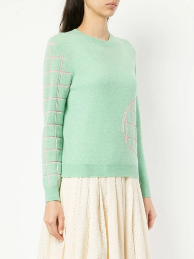 Shop Onefifteen Embroidered Knit Sweater In Green
