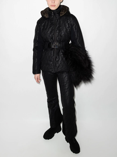 Fendi Reversible Ff-embossed Ski Jacket In Black