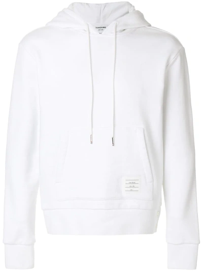 Shop Thom Browne Center-back Stripe Jersey Hoodie In White