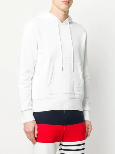 Shop Thom Browne Center-back Stripe Jersey Hoodie In White