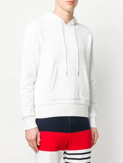 Thom Browne Center-back Stripe Jersey Hoodie In White