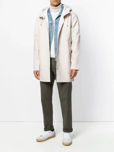 Shop Stutterheim Hooded Raincoat In Neutrals