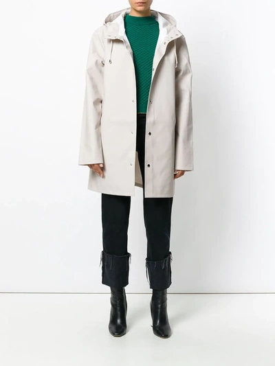 Shop Stutterheim Hooded Raincoat In Neutrals