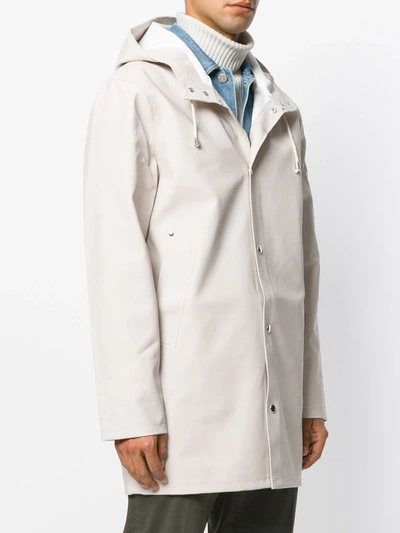 Shop Stutterheim Hooded Raincoat In Neutrals