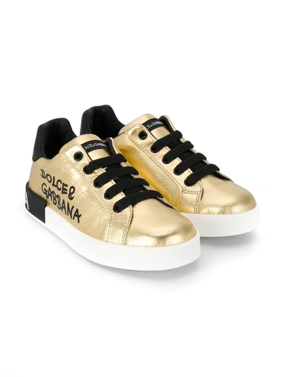 Shop Dolce & Gabbana Portofino Low-top Sneakers In Gold