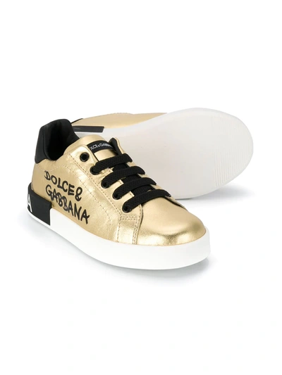 Shop Dolce & Gabbana Portofino Low-top Sneakers In Gold