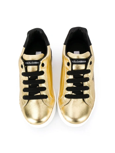 Shop Dolce & Gabbana Portofino Low-top Sneakers In Gold