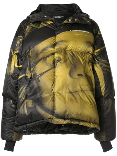 Shop Undercover Digital Print Puffer Jacket In Black