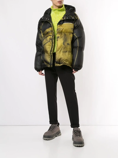 Shop Undercover Digital Print Puffer Jacket In Black