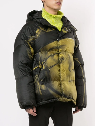 Shop Undercover Digital Print Puffer Jacket In Black